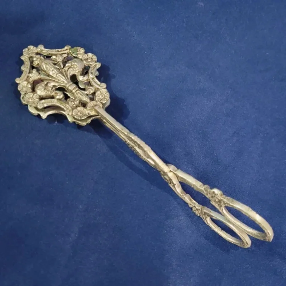 Vintage Italian Fleur de Lis Biscuit or Sugar Tongs